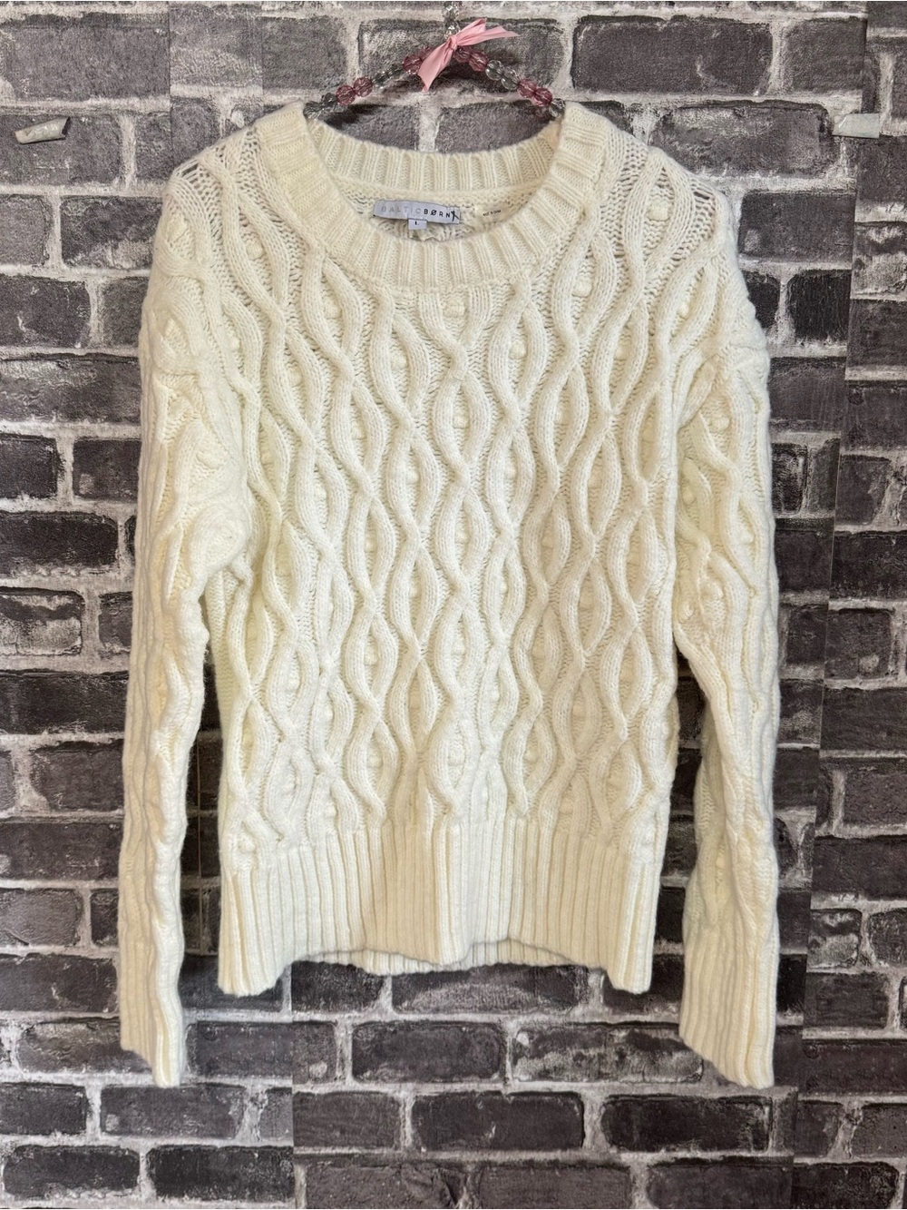 Baltic Born cable knit sweater ivory white acrylic